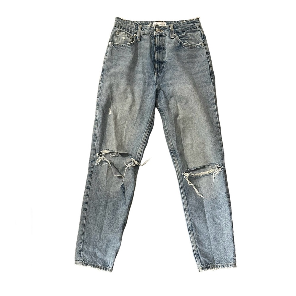 Zara Ripped Knees Mom Fit Jeans